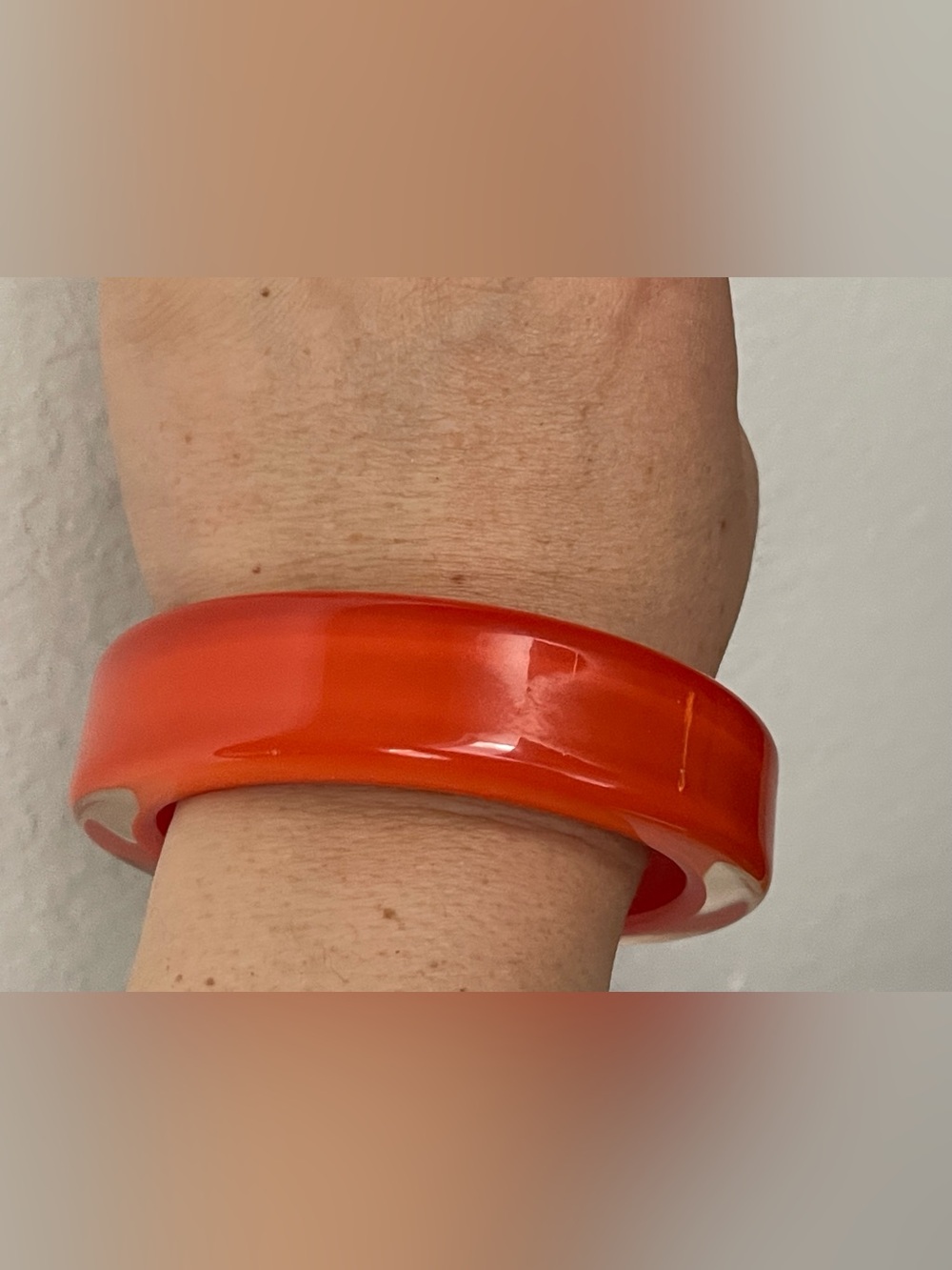 Red, clear  Resin Plastic  Bangle Bracelet  2 5/8" diameter